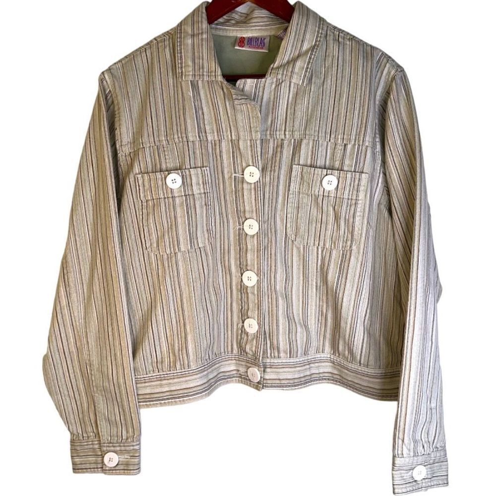 Bill Blass Jeanswear Women’s XL‎ Multicolored Stripe Button Front Retro Jacket